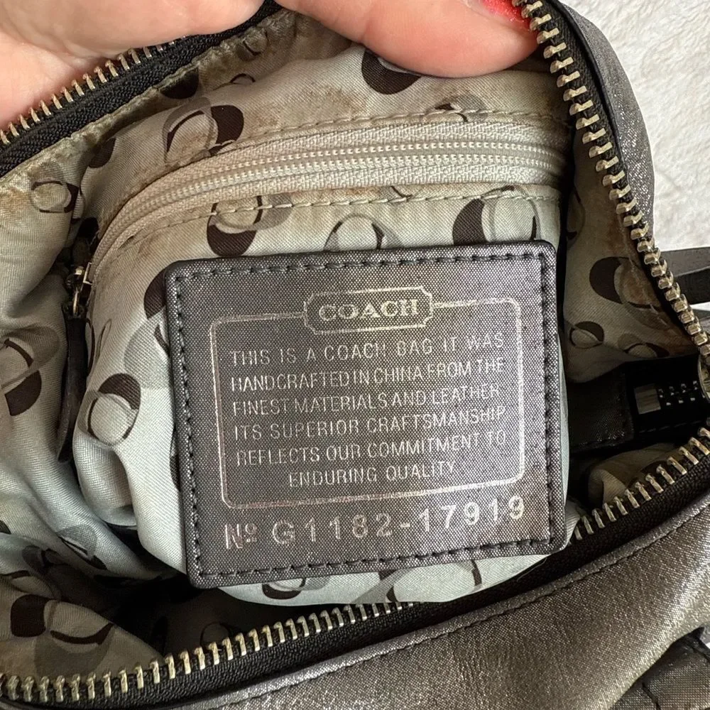 Coach Metallic Silver Poppy 2-Way Bag